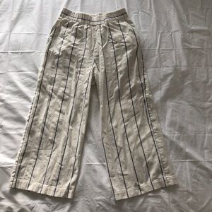 White + Blue Striped Wide Leg Pants